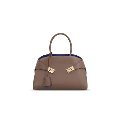 FERRAGAMO SMALL HUG LEATHER TOTE BAG 215608 02 (31.5*22*19cm)